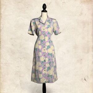 Leslie Fay Lavender Floral Midi Dress